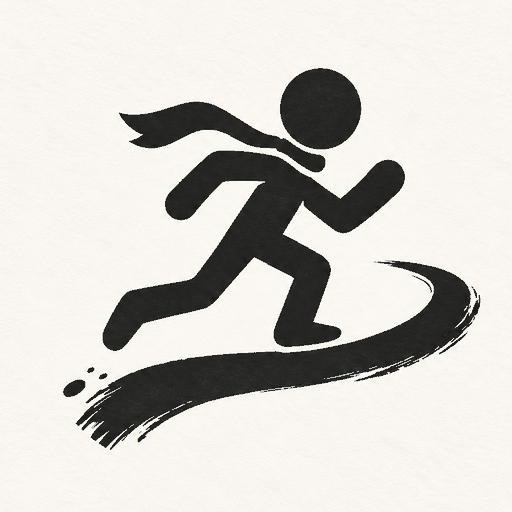 Ink Rush icon: a runner with a scarf on a brush-stroke road